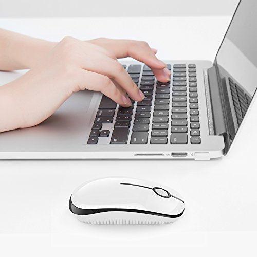 VssoPlor Wireless Mouse, 2.4G Slim Portable Computer Mice with Nano Receiver for Notebook, PC, Laptop, Computer-Black and White - color: Black and White