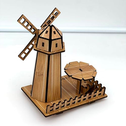 3D Puzzles for Adults, Log Cabin DIY Wooden House Model Kits for Adults to Build, Country Cottage Building Model, 3D Jigsaw Brain Teaser Puzzle, Dollhouse (Holland Windmill)