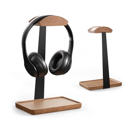 Wooden Headphone Stand, Wood Headset Stand for Desk, Universal Headphone Holder with Storage Base for Gaming, Sony,Bose