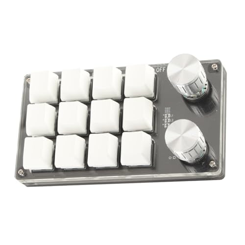 One Handed Programmable Mechanical Keyboard, 12 Keys Programmable Macro Keyboard with Knob Plug and Play Multifunctional Mechanical Gaming Keypad Function Keypad for