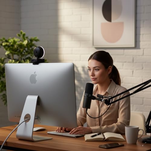 StreamLED HD USB Webcam with Adjustable LED Ring Light & Digital Mic – 720p Web Cam for Streaming, Zoom Meetings, Video Calls, Conferencing, Online Classes & Remote Work Setup