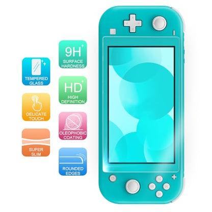 TJS Screen Protector for Nintendo Switch Lite Model 2019 5.5" (Clear) | 2 Pack Tempered Glass Screen Protector Works While Docking 0.3mm Thickness/Bubble Free/Ultra Clear/9H Hardness/Anti-Scratch - size: Nintendo Switch Lite 5.5''