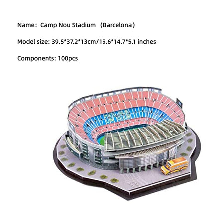 Classic Football Stadium Puzzle,3D Puzzle Soccer Club Venues,3D Paper Model Building Puzzle Kit, Soccer Souvenir Gift,Handmade Puzzle Ornaments，Cardboard Model (Camp NOU Stadium) - color: Camp Nou Stadium