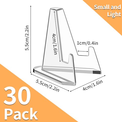 NIUBIER Card Display Stand, Arcylic Card Holder, Clear Mini Easel, 2.2 in | 30 Pcs, Display Sport Trading Graded Baseball Card, Also for Challenge Coin Photo Phone Medal, Stable Design, Thicker Acrylic - size: M-2.2 in