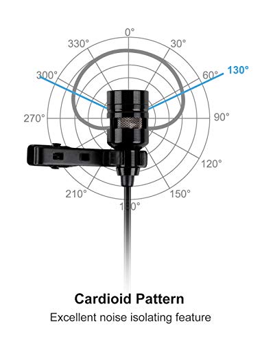 FIFINE USB Lavalier Lapel Microphone, Clip-on Cardioid Condenser Computer Mic Plug and Play USB Microphone with Sound Card for PC and Mac-K053