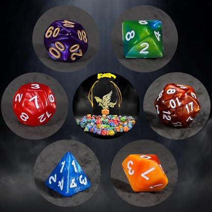 QMay DND Dice Set - 20x7 (140 Pieces) Polyhedral Dice, 20 Colors D&D Dice for Dungeons and Dragons Tabletop Role-Playing Games with 1 Drawstring Bag - color: 20 Sets-140pcs