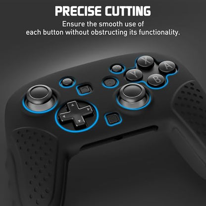 RHOTALL Silicone Cover Skin for Nintendo Switch 2 Pro Controller, Ergonomic Soft Anti-Slip Controller Grip Protector, Comfortable Case Design - Black - color: black