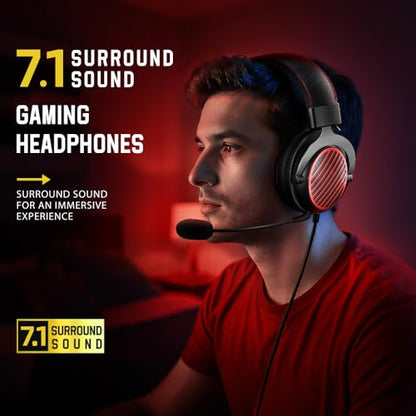 Redragon H540 Wireless Gaming Headset for PC, PS4/5, Xbox, Switch, 4-Mode(2.4G/BT/USB/3.5mm) - 7.1 Surround Sound - 53MM Drivers Gaming Headphones with Noise Canceling Mic - Memory Foam - Black