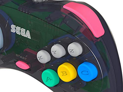 Retro-Bit Official Sega Saturn USB Controller Pad for Sega Genesis Mini, PC, Mac, Steam, Switch - USB Port (Slate Gray) - color: Slate Grey
