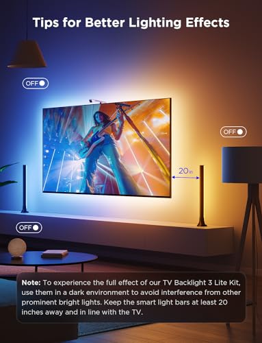 Govee TV Backlight 3 Lite Kit, 11.8ft RGBICW Wi-Fi TV LED Strip Lights for 55-65in TVs with Camera and 15 Inches Smart Light Bars with 4-in-1 Light Beads - Works with Alexa & Google Home | for 55-65in TVs with Camera and 15 Inches Smart Light Bars with 4-