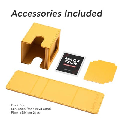 Mage Tech Commander Deck Box Lite - Card Display with Snap Card Holder & Removable Cover, Fits 100+ Single-Sleeved Cards, Ideal for MTG, PTCG, OPCG, SWU & More (Yellow) - color: Yellow