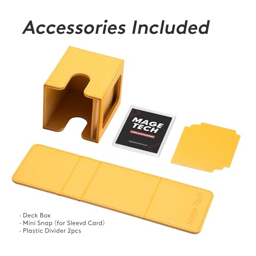 Commander Deck Box Lite - Card Display with Snap Card Holder & Removable Cover, Fits 100+ Single-Sleeved Cards, Ideal for MTG, PTCG, OPCG, SWU & More (Yellow) - color: Yellow