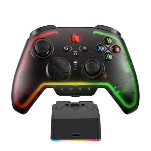 BIGBIG WON Wireless Controller Motion Control, Hall Trigger, ALPS Joystick, 3.5mm Audio, Gaming Controller for PC Windows/Android/iOS/Switch Pro Controller (Rainbow 2 Pro&Charging Dock) - color: 6.Rainbow 2 Pro with Charging Dock