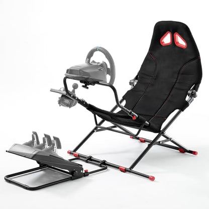 DIWANGUS Racing Wheel Stand Sim Racing Cockpit with Racing Chair Seat Foldable Adjustable Sim Racing Cockpit for Logitech G29 G920 G923 G27 G25 T248 T300RS PS4 PS5