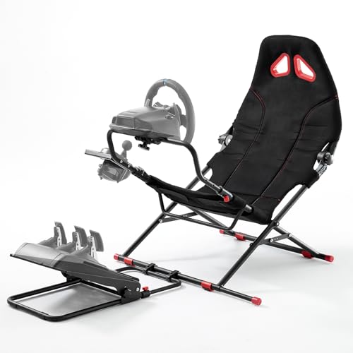 DIWANGUS Racing Wheel Stand Sim Racing Cockpit with Racing Chair Seat Foldable Adjustable Sim Racing Cockpit for Logitech G29 G920 G923 G27 G25 T248 T300RS PS4 PS5
