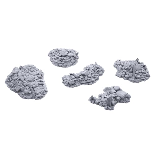 EnderToys Debris Piles by Printable Scenery, 3D Printed Tabletop RPG Scenery and Wargame Terrain 28mm Miniatures, Grey