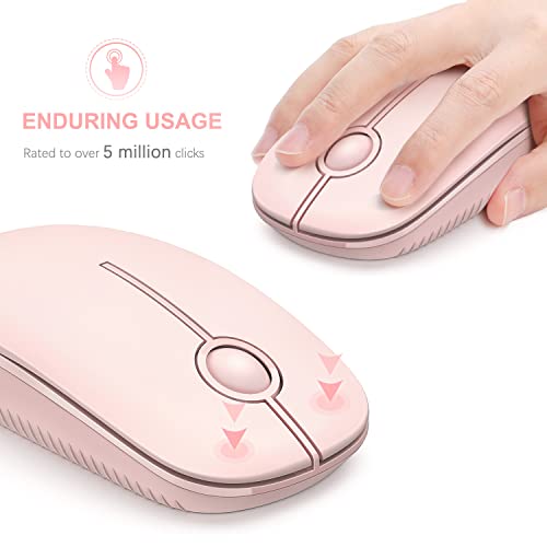 Unipows Wireless Mouse-2.4G Slim Portable Computer Mouse, Pink | Nano Receiver, Less Noise Mobile Optical Mice for Notebook, PC, Laptop, Desktop - color: Pink
