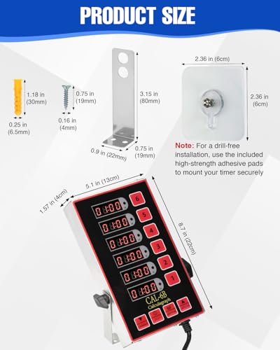 Commercial Kitchen Timer for Cooking, 6 Channel Timer Restaurant Kitchen Supplies, Heavy-Duty Timer - Stainless Steel | Digital LED Technology | Reminder Function | Loud Alarm - size: 6 channel