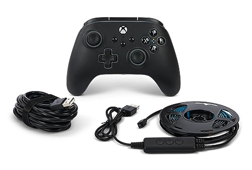 PowerA Advantage Wired Controller for Xbox Series X|S with Lumectra + RGB LED Strip - Black, gamepad, wired video game controller, gaming controller, works with Xbox One and Windows 10/11, Officially Licensed for Xbox - color: Black/LED, size: Bundle