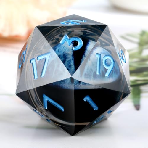 33mm D20 Dice,DNDND 33mm Liquid Dragon Eye 20 Sided Dice with Gorgeous Gift Box for Dungeons and Dragons (Blue) - color: 33mm Eyeball Blue
