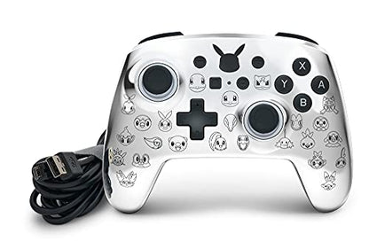 PowerA Enhanced Nintendo Switch and Switch 2 Wired Controller - Pikachu Black & Silver, Officially licensed - color: Pikachu Black & Silver
