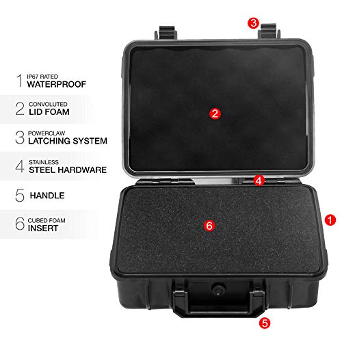 10" Small Hard Case with Customizable Foam Insert, 10.8x8.6x3.7 - Watertight Airtight Crush-Resistant Case for Pistol, Camera, Microphone & Electronics - size: Inner 9.8‘’ x 7.3'' x 3.3"