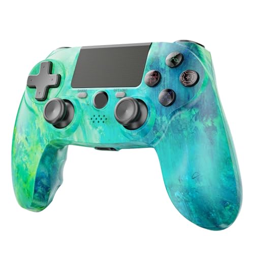 citnh Wireless Controller for PS4,compatible with ps4/slim/pro and windows pc 6-Axis Gyro/Multi Touch Pad/3.5mm Audio Jack/800mAh Battery and Speaker (Aurora Green) - color: Green