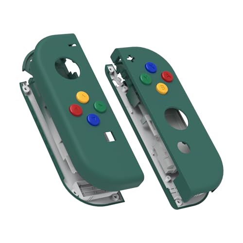 eXtremeRate DIY Replacement Shell Buttons for Nintendo Switch & Switch OLED, Pine Green Custom Soft Touch Housing with Corlorful Button for Joycon Handheld Controller - Console Shell NOT Included - color: Pine Green