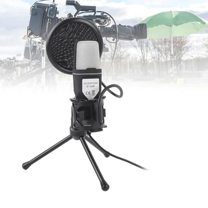 Jiawu Gaming Microphone, Noise Reduction RGB Lighting USB Microphone Streaming with Tripod Stand for PC Podcasts Streaming Gaming Computer Laptop