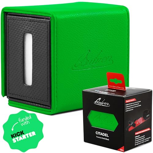 Quiver Time Green Citadel Deck Block for Magic: the Gathering Cards - TCG 100+ Premium Commander Deck Box, MTG Deck Box for Cards, Dice & Tokens, Custom Divider, Magnetic Closure - color: Green