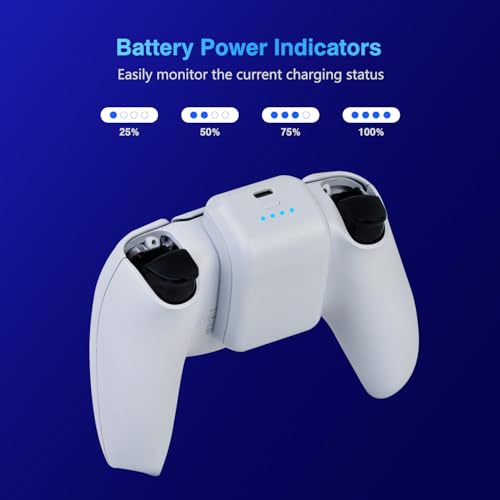 Tectra PS5 Controller Battery Pack, 3000mAh External Battery for Sony PlayStation 5 DualSense CFI-ZCT1W Controller, LED Display & USB-C Charging Cable