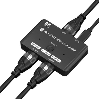 HDMI 2.1 Bi-Directional Switch Ultra HD 8K HDMI Switcher 2 in 1 Out/ 1 in 2 Out HDMI Switch Supports 8K@60Hz/ 4K@120Hz 48Gbps Compatible with Switch/Switch OLED PS5/4 Xbox Roku Apple TV Fire TV Stick - size: HDMI Switch 2 Port 8K