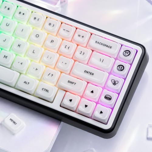 Womier Low Profile Keycaps, White Jelly Keycaps, Shine Through Key Cap | 127 Keys Custom Keycaps for Mechanical Keyboard 60% 65% 75% 80% 100% Cherry Gateron MX Switches, White - color: A-White