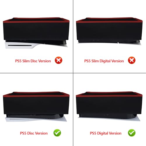 PlayVital Black Nylon Horizontal Dust Cover for ps5, Soft Neat Lining Dust Guard, Anti Scratch Waterproof Cover Sleeve for ps5 Console Digital Edition & Disc Edition - Light Gray Trim - color: Light Gray Trim