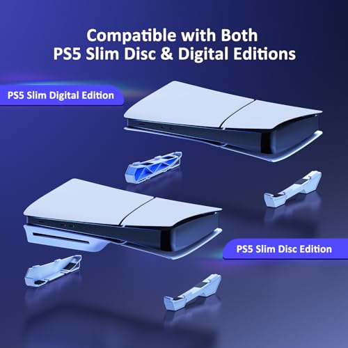 NexiGo PS5 Accessories Essential Kit, PS5 Slim Accessories Horizontal Stand (White), [Minimalist Design], Silent Enhanced Cooling Fan with Adjustable Speed, with USB 3.0 Port - for New PS5 Slim