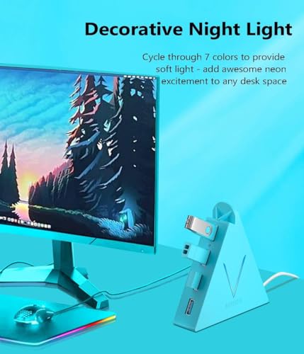 USB 3.0 Hub,4 Port USB Hub Tower,2ft Cable USB Splitter for Laptop, PC, Xbox One, PS4, PS5, iMac, Surface Pro, XPS, Desktop, Flash Drive, Mobile HDD (Blue) - color: Blue-A