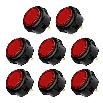 Qanba Gravity KS Mechanical Shafts Silent Pushbutton 30mm Snap-in (Boxed (Clear Red Black D10(8 pcs) - color: Clear Red Black D10(8 pcs）