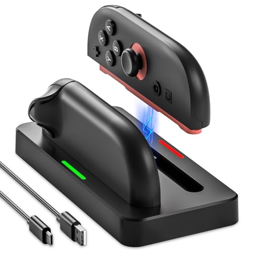 ZRZLMVP Switch 2 JoyCon Charger for Nintendo Switch 2 Joy Con 2 Controller | Charging Dock for Joy-Con 2 Controllers, 2H Fast Charge Switch 2 Controller Charger Station with LED Indicator - color: BLACK-2