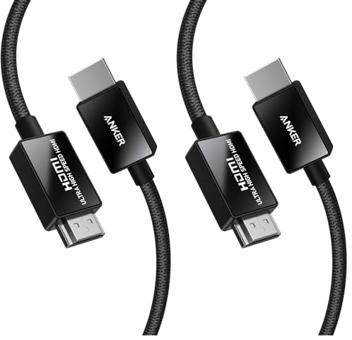 Anker HDMI Cable 8K@60Hz, 6.6FT Ultra High Speed 4K@120Hz 48Gbps Ultra HD, HDMI Cable Support Dynamic HDR,eARC,Dolby Atmos,Compatible with PlayStation 5,Xbox Series X,Samsung TVs (Pack of 2) - size: 6.6 Feet (Pack of 2)