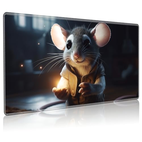 Playmat for MTG, 24 x 14 inches Game Play Mat for MTG TCG and Other Card Games, Trading Card Game Play Mat Desk Mats with Stitched Edges Non-Slip Base, Cute Mouse - color: Cute Mouse, size: Regular
