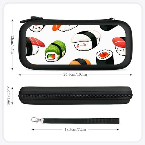 Travel Handheld Carrying Case Compatible with Switch Travel Storage Holder with Mesh Pocket Cute Food Japanese Sushi Hard Shell Protective Bag with 15 Game Cartridges - color: Color(87)