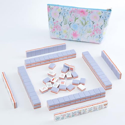 American Mahjong Tile Set,160 Light Purple Acrylic (4-Layer) Engraved Mahjong Tiles, Mahjong Tile Bag and Mahjong Accessories for Mahjong Beginner