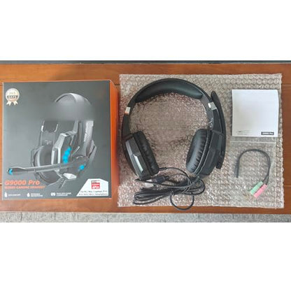 Cuifati Gaming Headset, Over Ear Headphone with Noise Cancelling Microphone and LED Lights, 40mm Drivers for PC, Laptop, Mobile Phone, Gaming Console (Black) - color: Black