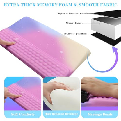 Computer Keyboard Stand with Wrist Rest, Ergonomic Tilted Keyboard Holder - Keyboard Riser with Wrist Pad - Keyboard Tray Support for Office Home - Starry Pink - color: Keyboard Stand-starry Pink