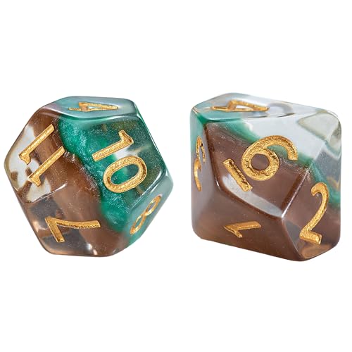 Gate Keeper Games and Dice: Eclipse Dice: Treant Dice - 7pc Set, Green & Brown, Pearlescent Swirl, 7 Resin Dice for Role Playing Games - style: Treant