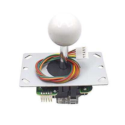 White Ball Top Handle 5 Pin Micro Switches 4 & 8 Way Adjustable Arcade Joystick Replacement Cable Parts for Mame Jamma Arcade USB Encoder PC Game Cabinet DIY Joystick and Button Kit…