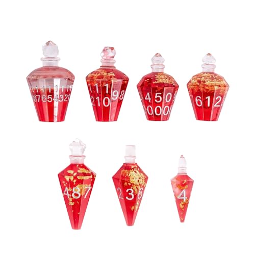 7PCS Potion DND Dice Set,Transparent Sharp Edge Die Set D&D RPG Polyhedral Dice,for Dungeons and Dragons TTRPG Games Roleplaying Games.(Red with Gold Foil) - color: Red With Gold Foil