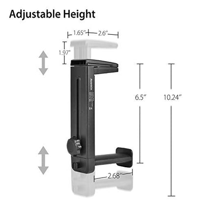 HS906 Headphone Stand & Hanger 2 in 1, Above & Under Desk | Gaming Headset Holder Mount Hook with Height Adjustable & Rotating Clamp, Earphone Rack with Cable Clip