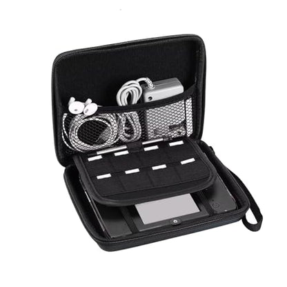 Carrying Case for 2DS Console and Accessories, Hard Shell Protective Travel Case, with 8 Game Slot and Inner Pocket, Wrist Strap (Black) - color: Black