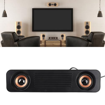 ASHATA Wired Soundbar, 3W USB HiFi 360 Degree Stereo Desktop Speaker with Subwoofer, Home Theater Surround Sound System for TV, Gaming, Projector